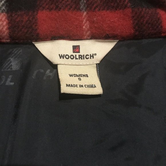 WOOLRICH Wool Blend Peacoat Womens Small S Red Black Plaid Winter Jacket - Picture 3 of 8